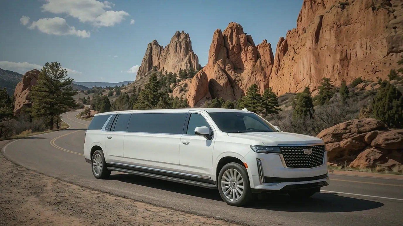 Colorado Springs white Cadillac Escalade 20 passenger stretch limo