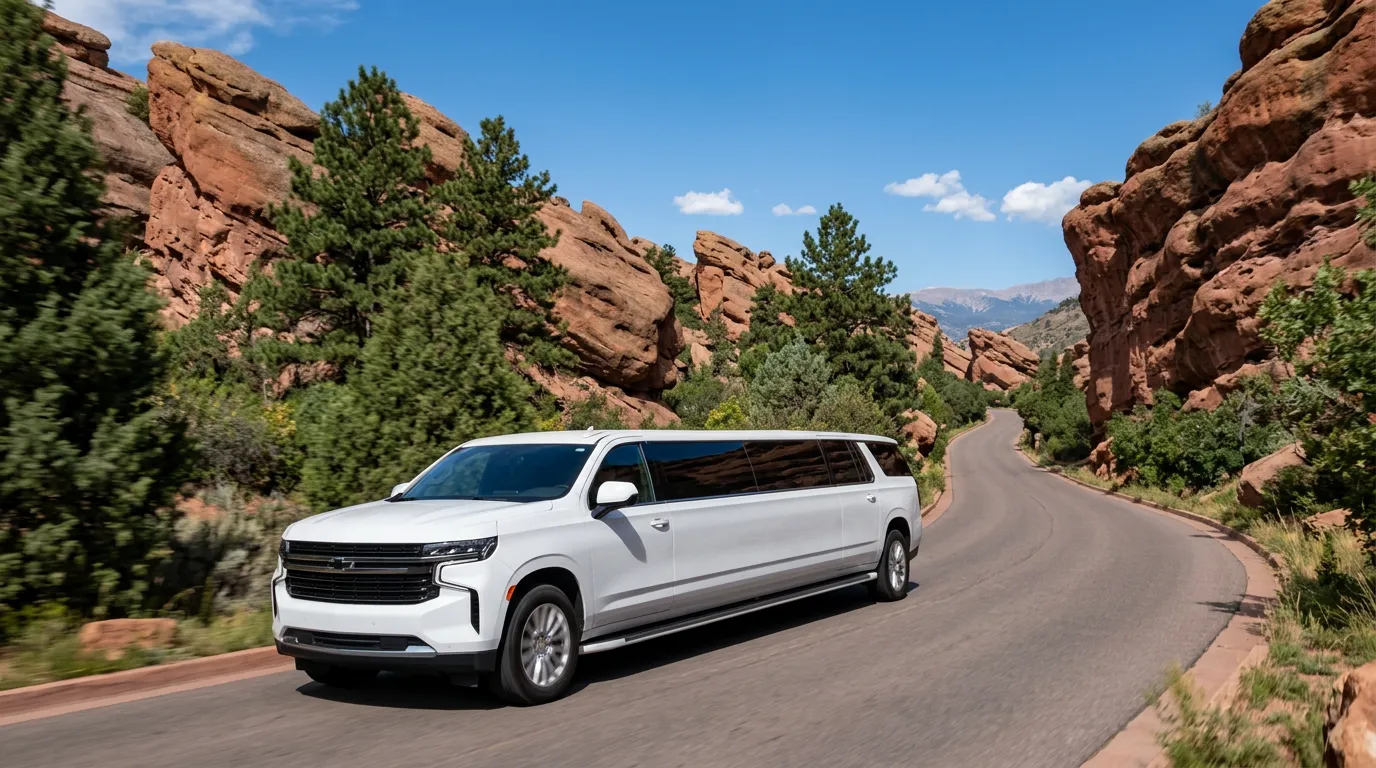 Colorado Springs white Chevy Suburban 20 passenger stretch limo